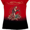 Love Kills Slowly Ed Hardy Graphic T-Shirt - Small Red Cotton