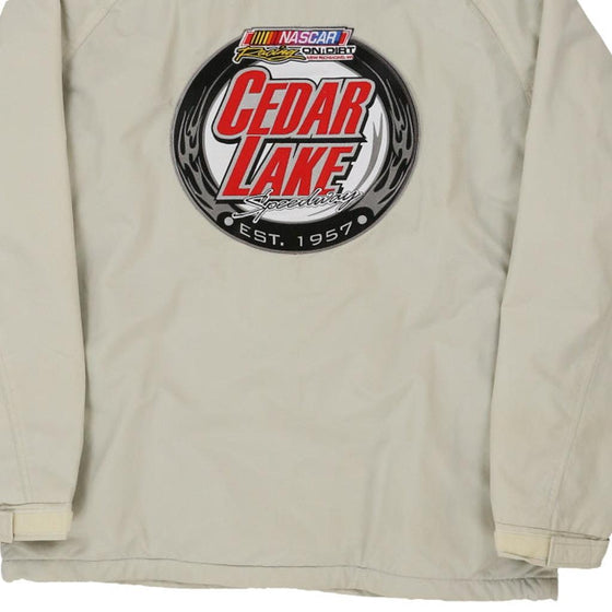 Vintage cream Cedar Lake Speedway Unbranded Jacket - mens large