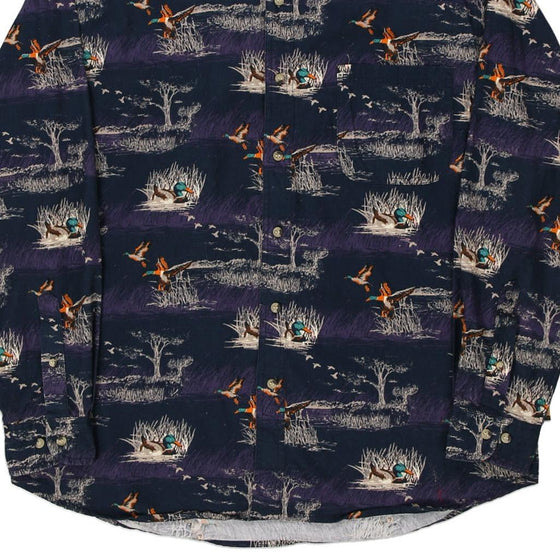 Vintage navy Field Tested by Outdoor Life Patterned Shirt - mens large