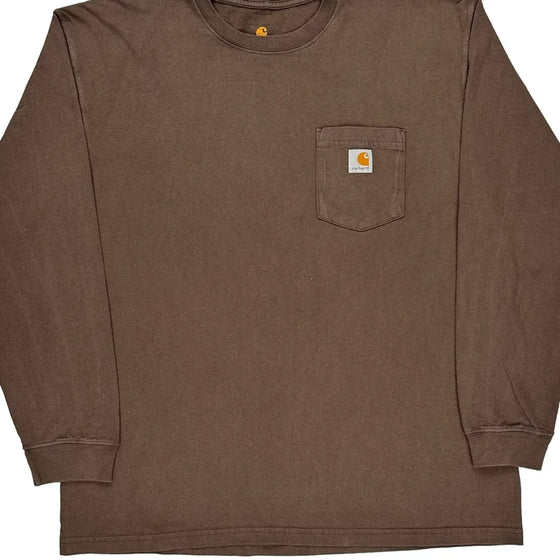 Pocket Carhartt Long Sleeve T-Shirt - XL Brown Cotton