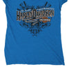 Vintage blue Rice Lake, Wisconsin Harley Davidson Top - womens large