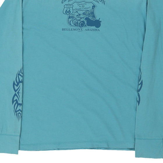 Vintage blue Grand Canyon, Bellemont, Arizona Harley Davidson Long Sleeve T-Shirt - womens medium