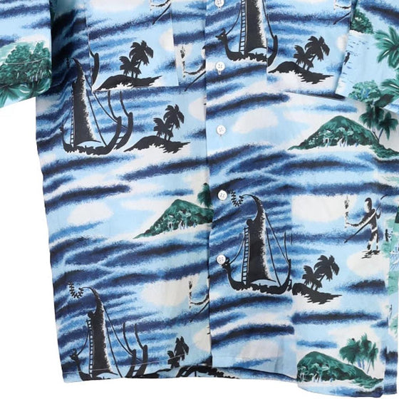 Vintage blue Van Cort Hawaiian Shirt - mens large