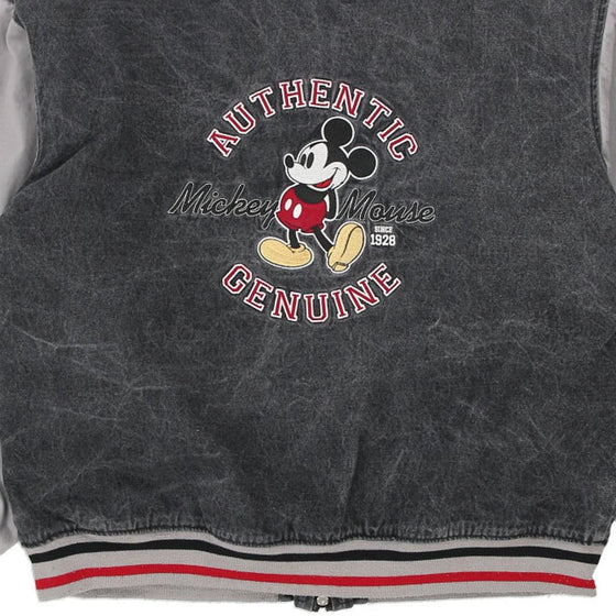 Vintage grey Mickey Mouse Disney Varsity Jacket - mens large