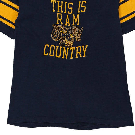 Vintage navy Single Stitch 1980s Ram Country.  Champion T-Shirt - womens large