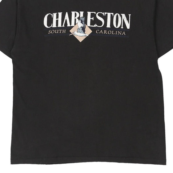 Vintage black Single Stitch Charleston. Hanes T-Shirt - mens x-large