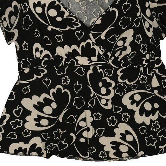 Cheap & Chic Moschino Floral Top - Large Black Viscose