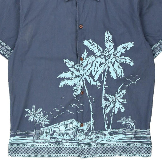 Vintage blue Tiki Kingdom Disney Patterned Shirt - mens medium