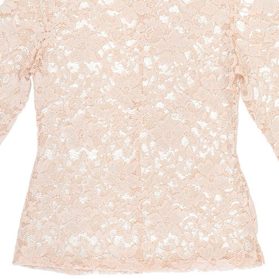 Internationale Lace Long Sleeve Top - Large Pink Cotton - Thrifted.com