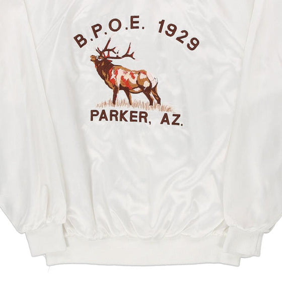 Vintage white 1980's Made in USA Parker, Arizona Auburn Varsity Jacket - womens x-large