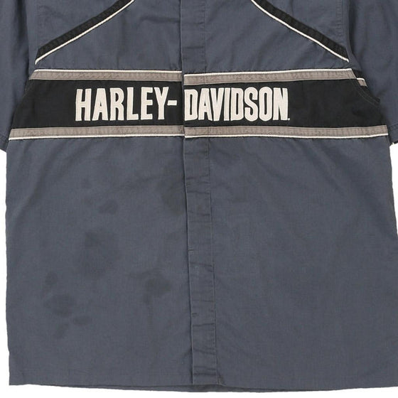 Vintage blue Harley Davidson Short Sleeve Shirt - mens xxxxx-large