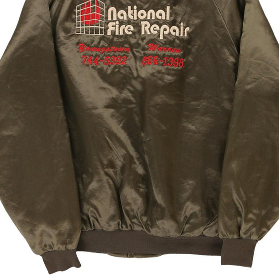 Vintage khaki Cliff, National Fire Repair Satins Bomber Jacket - mens x-large