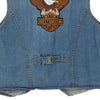 Vintage blue Harley Davidson Team Team Waistcoat - womens x-large