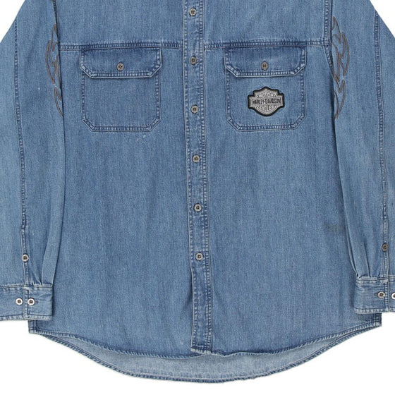 Vintage blue Harley Davidson Denim Shirt - mens x-large