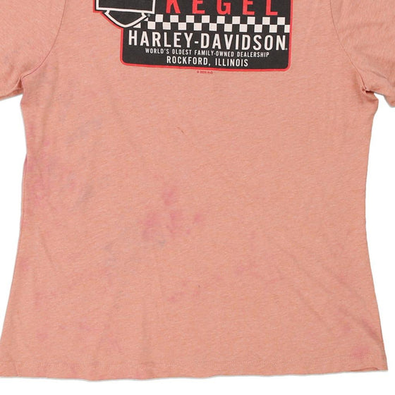 Pre-Loved pink Rockford, Illinois Harley Davidson T-Shirt - womens large