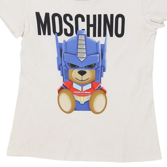 Age 8-10 Moschino Graphic T-Shirt - Small White Cotton