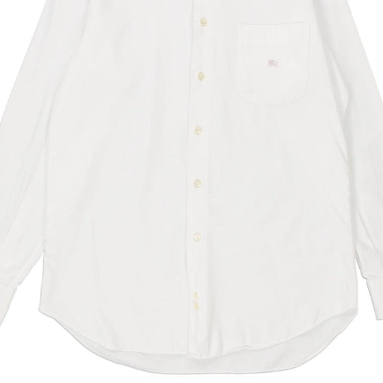 Burberry London Collarless Shirt - Large White Cotton