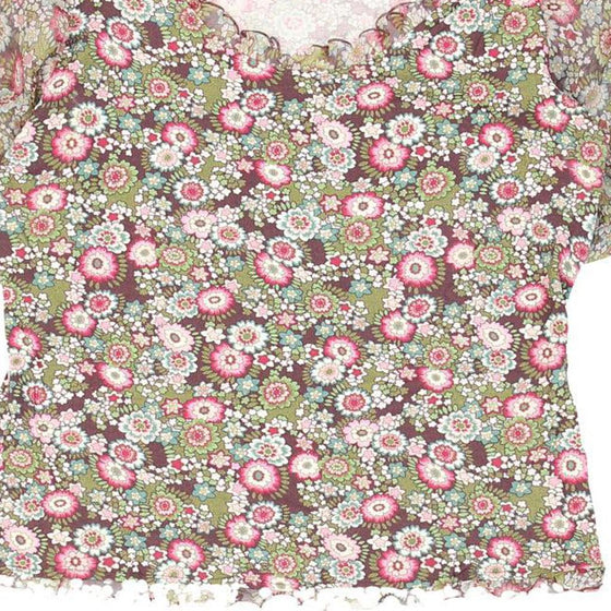 Mario Fucci Cecconi Floral Blouse - Medium Green Viscose Blend - Thrifted.com