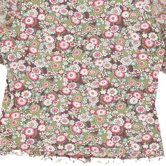 Mario Fucci Cecconi Floral Blouse - Medium Green Viscose Blend - Thrifted.com