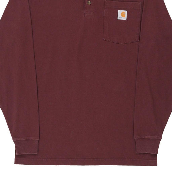 Pre-Loved burgundy Carhartt Long Sleeve T-Shirt - mens small