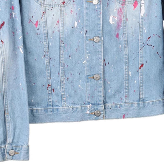 Vintage blue Paint Splattered Sisley Denim Jacket - womens large