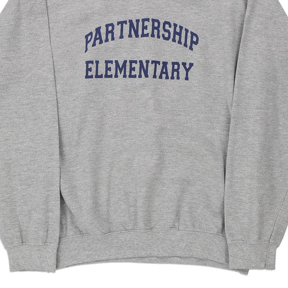 Vintage grey Partnership Elementary Gildan Sweatshirt - mens medium