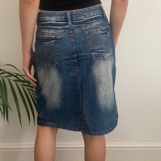 Vintage blue Kiss Miss Denim Skirt - womens 29" waist