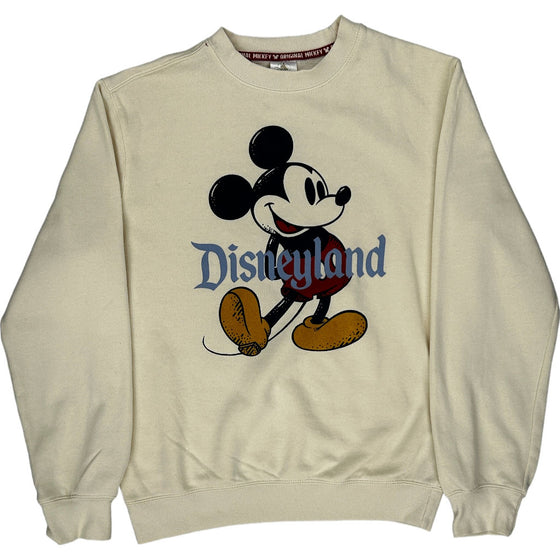 Disneyland Mickey Mouse Graphic Sweatshirt - Small - Cream Cotton Blend