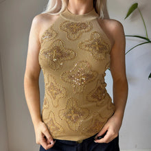  Vintage brown Exytn Sequin Top - womens small