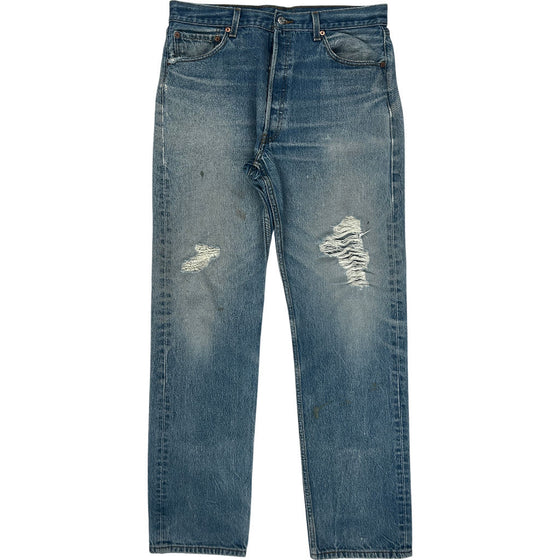 Levis 501 Distressed Jeans - 34W 33L - Blue Cotton