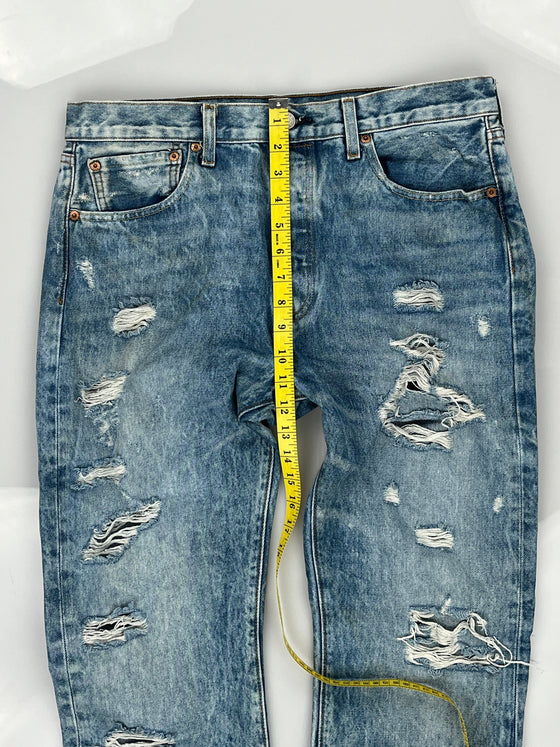 Levis 501 Distressed Jeans - W33 L32 - Blue Cotton