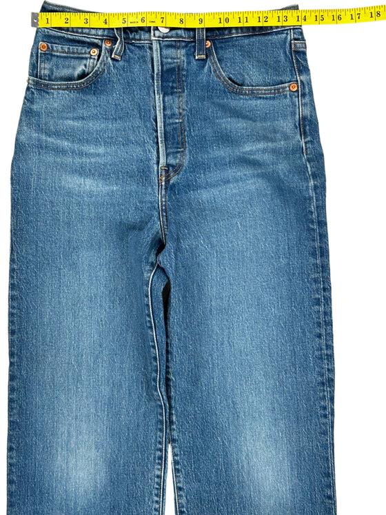 Levis Ribcage Straight Jeans - 28 - Blue Cotton