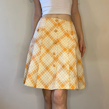  Vintage orange Checked Unbranded Pleated Skirt - womens 25" waist