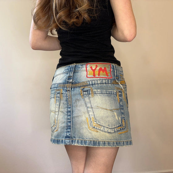 Vintage blue Yes Miss Denim Skirt - womens 30" waist