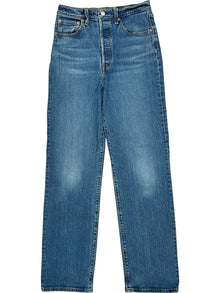  Levis Ribcage Straight Jeans - 28 - Blue Cotton