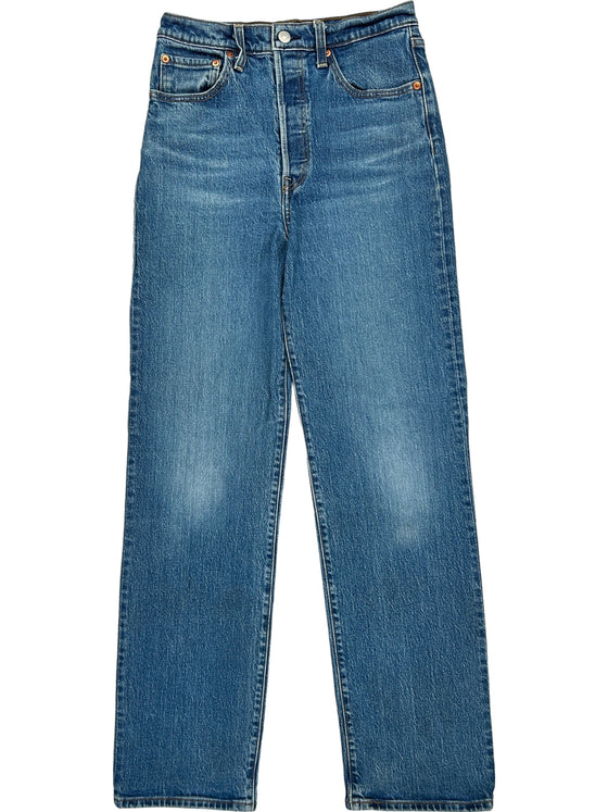 Levis Ribcage Straight Jeans - 28 - Blue Cotton