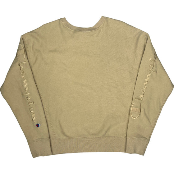 Champion Reverse Weave Sweatshirt - large - Beige Cotton