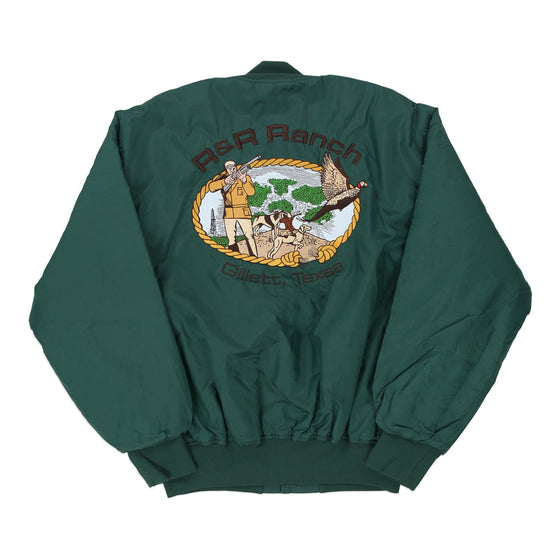 Vintage green Made in USA R&R Ranch Game Varsity Jacket - mens x-large