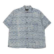  Vintage blue Structure Short Sleeve Shirt - mens small