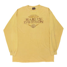  Vintage yellow Onalaska Harley Davidson Long Sleeve T-Shirt - mens large