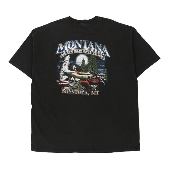 Vintage black Missoula MT Harley Davidson T-Shirt - mens xx-large