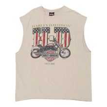  Vintage cream Rockford Illinois Harley Davidson Vest - mens x-large