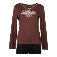  Vintage brown Harley Davidson Long Sleeve T-Shirt - womens large