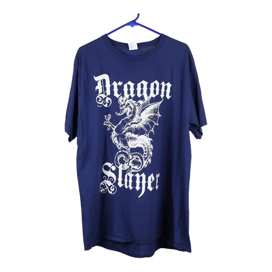 Vintage blue Dragon Slayer Port & Company T-Shirt - mens x-large