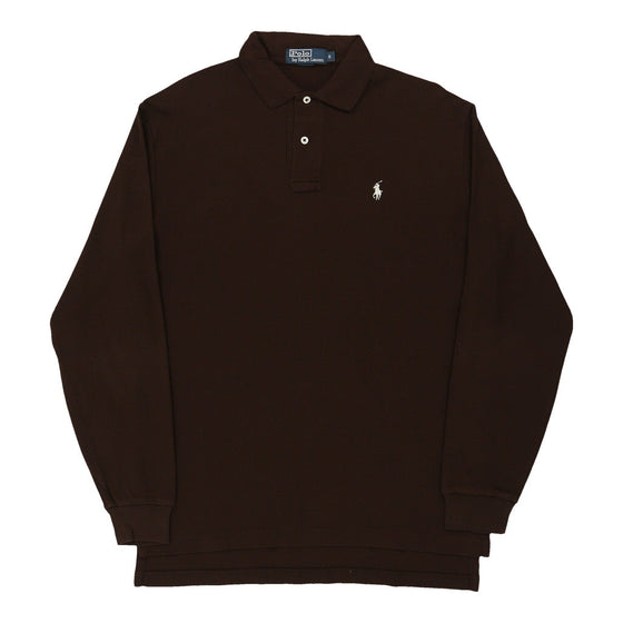 Vintage brown Polo Ralph Lauren Long Sleeve Polo Shirt - mens small