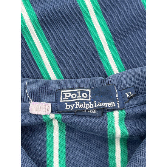 Polo Ralph Lauren Striped Polo Shirt - X-Large - Navy Cotton