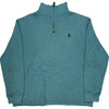 Ralph Lauren Quarter-Zip Sweatshirt - Large - Blue Cotton