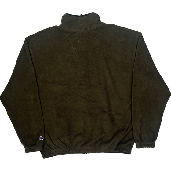 Champion Zip-Up Fleece Jacket - Medium - Brown Polyester