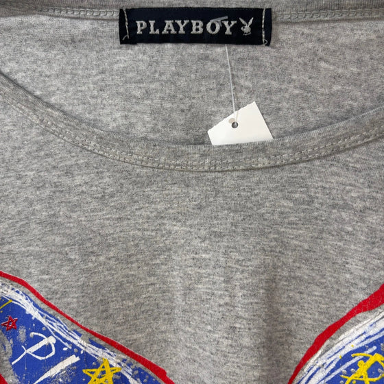 Vintage grey Playboy T-Shirt - womens large