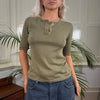 Vintage khaki Luisa Spagnoli Top - womens medium